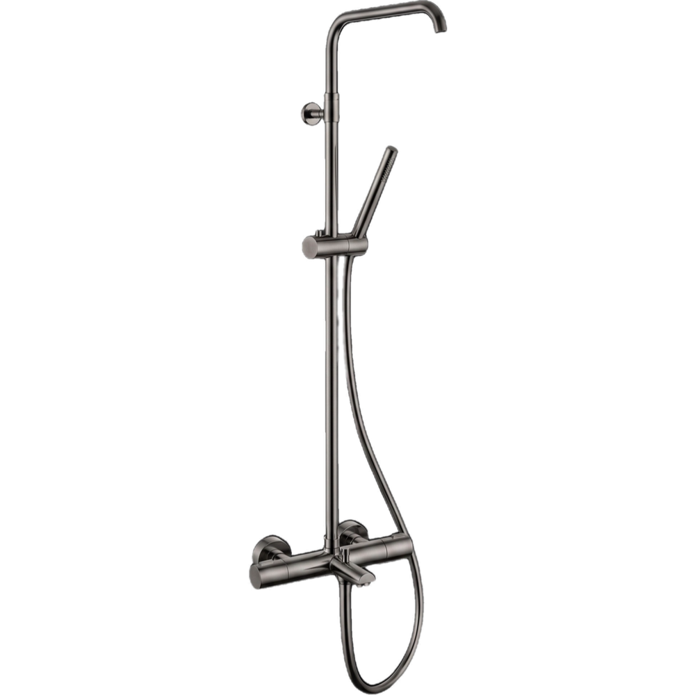 Душевая система термостатическая с изливом без верхнего душа Remer Elegance EQ34A7MCSSOFCFP, черный брашированный хром
