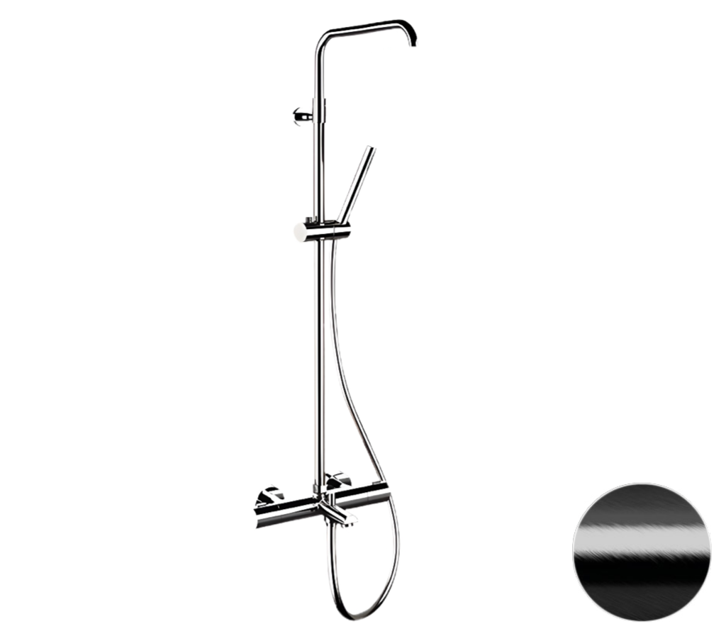 Душевая система термостатическая с изливом Remer Elegance EQ34A7MMSSOFCFP, черный брашированный хром