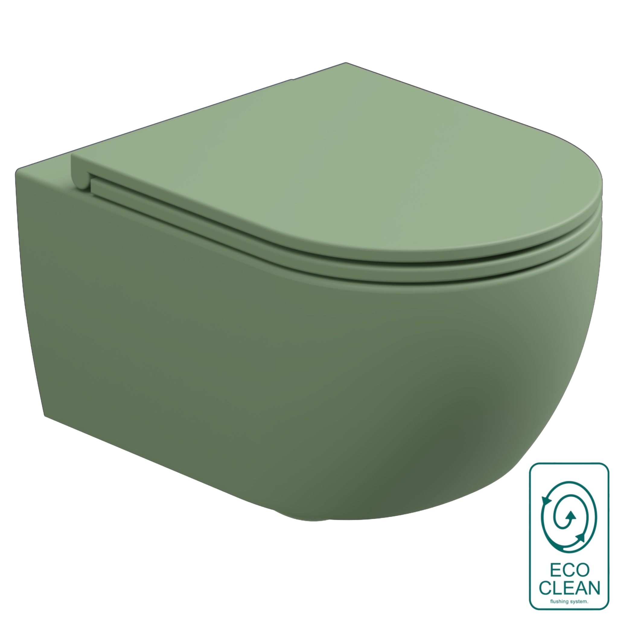 Чаша подвесного унитаза со смывом Eco Clean (торнадо) GSG Ceramic Design Like LKWCSOEC031, Salvia Matt