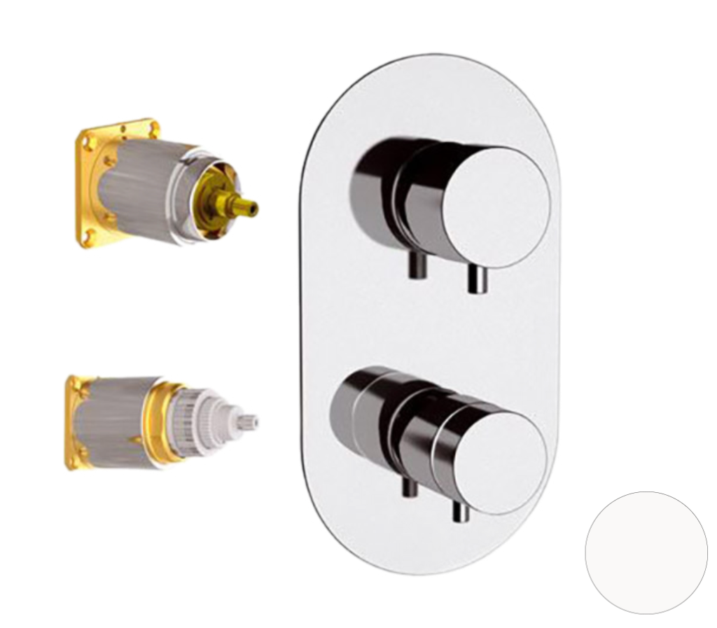 Смеситель термостатический для душа Remer Elegance NT92KBBO, белый матовый