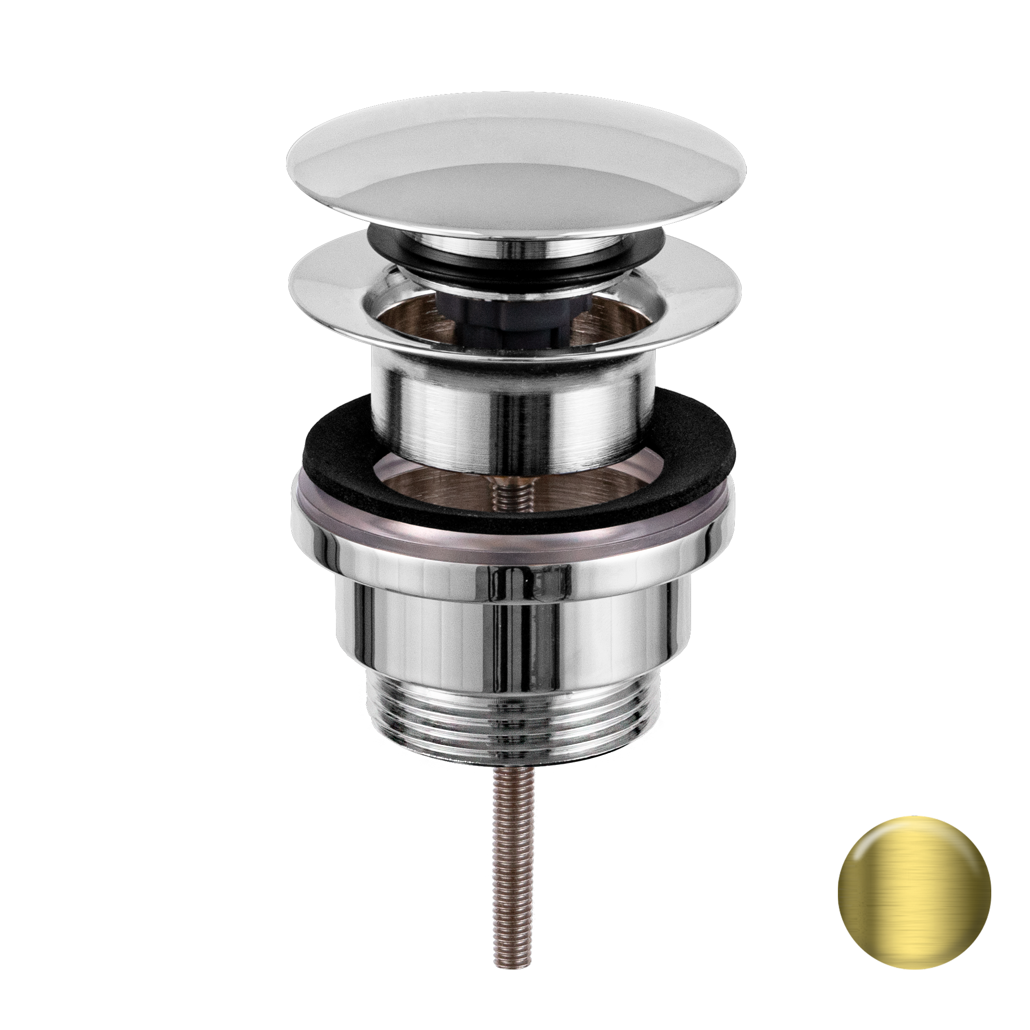 Донный клапан универсальный 1”1/4 Remer 905CCR114HS латунь брашированная PVD