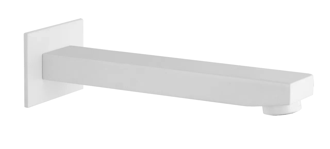 Излив настенный 18 см Remer Qubika 91QBO, белый матовый