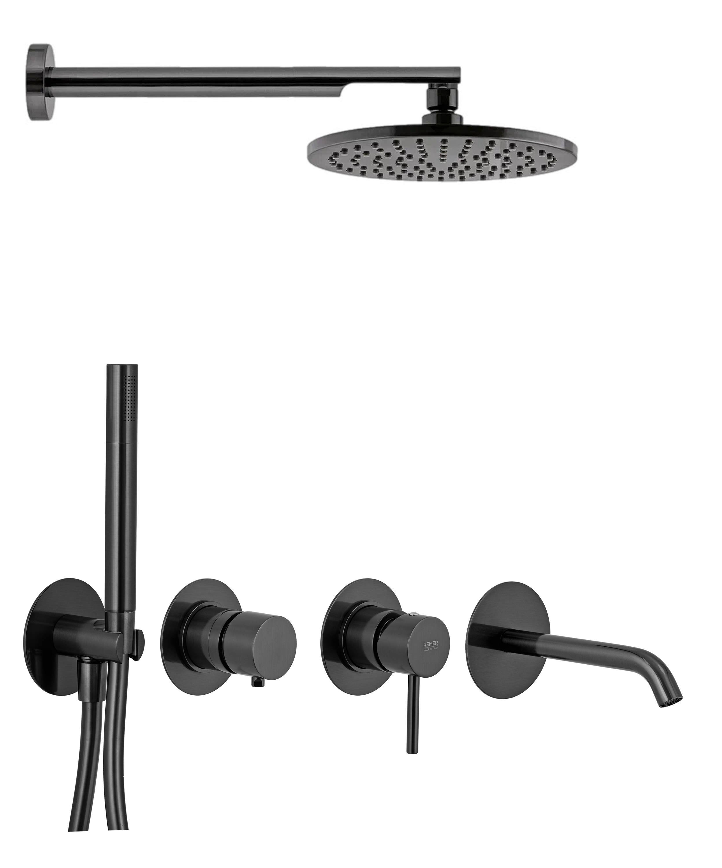 Душевая система Remer X Style X96D3SETCFP, черный брашированный хром