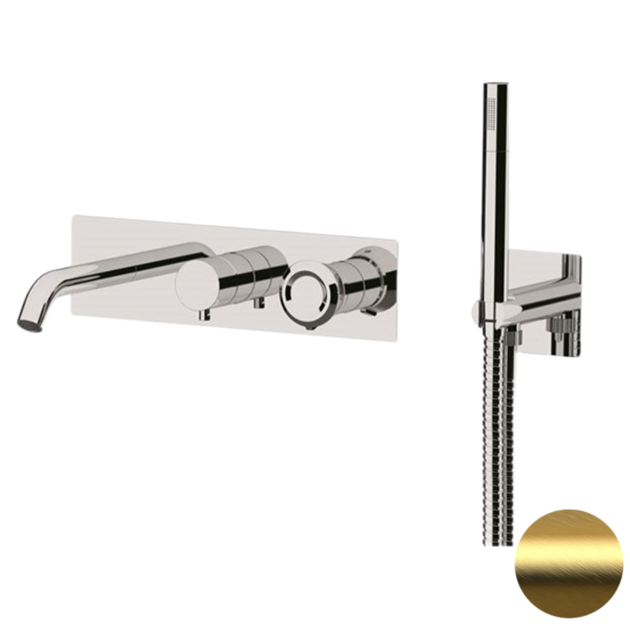 Смеситель для ванны Remer Element ET53D2WBBG, золото брашированное