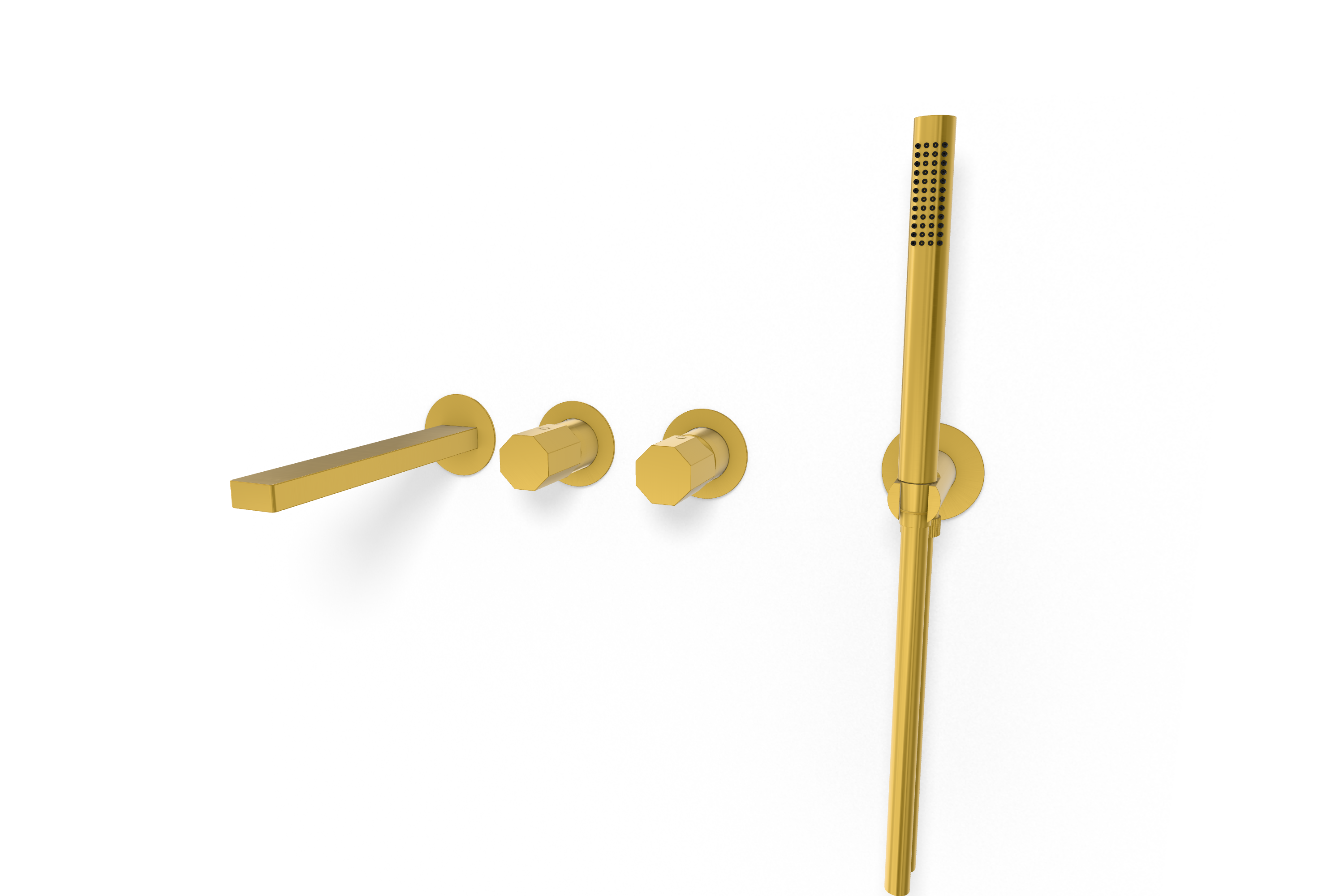 Смеситель для ванны Remer Ottagono ON53D2PWBBG, золото брашированное