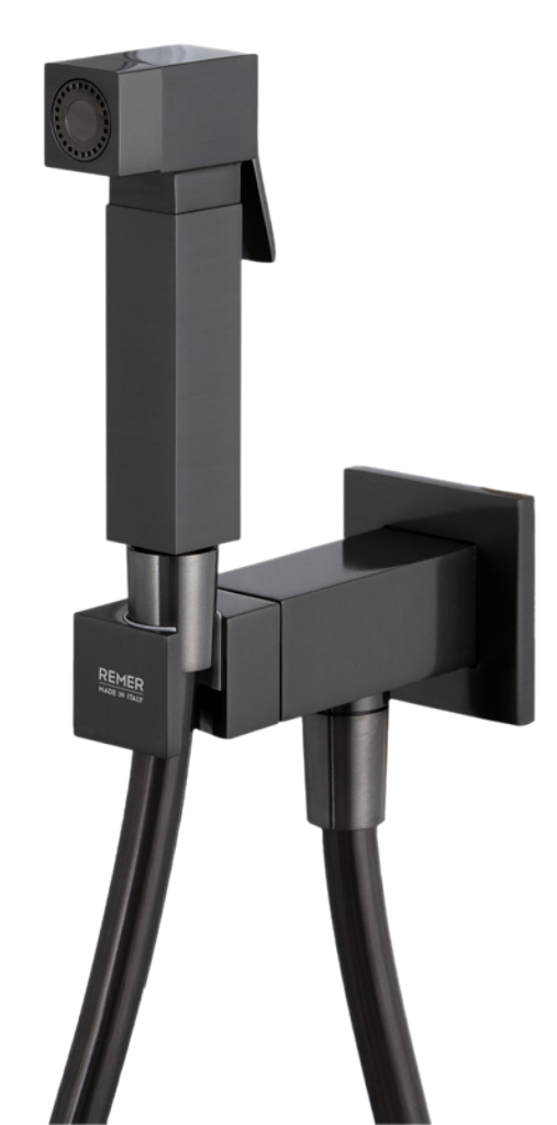 Гигиенический душ со смесителем Remer Absolute Q64CFP, чёрный брашированный хром