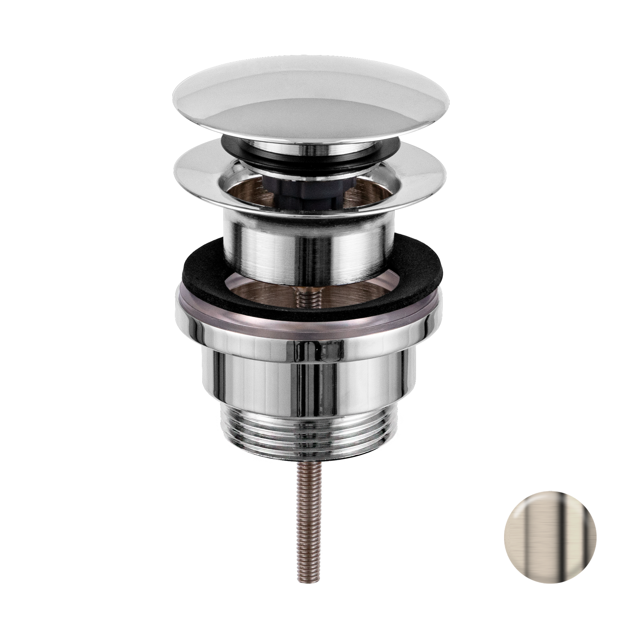 Донный клапан универсальный 1”1/4 Remer 905CCR114NZ никель брашированный PVD