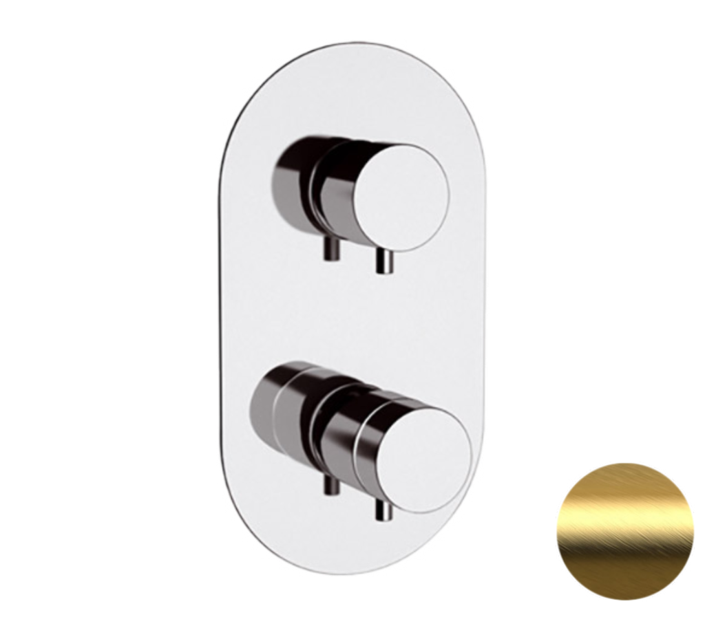 Смеситель термостатический для душа Remer Elegance NT93BG, золото брашированное