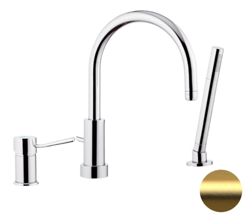 Смеситель для ванны Remer Minimal N072BG, золото брашированное