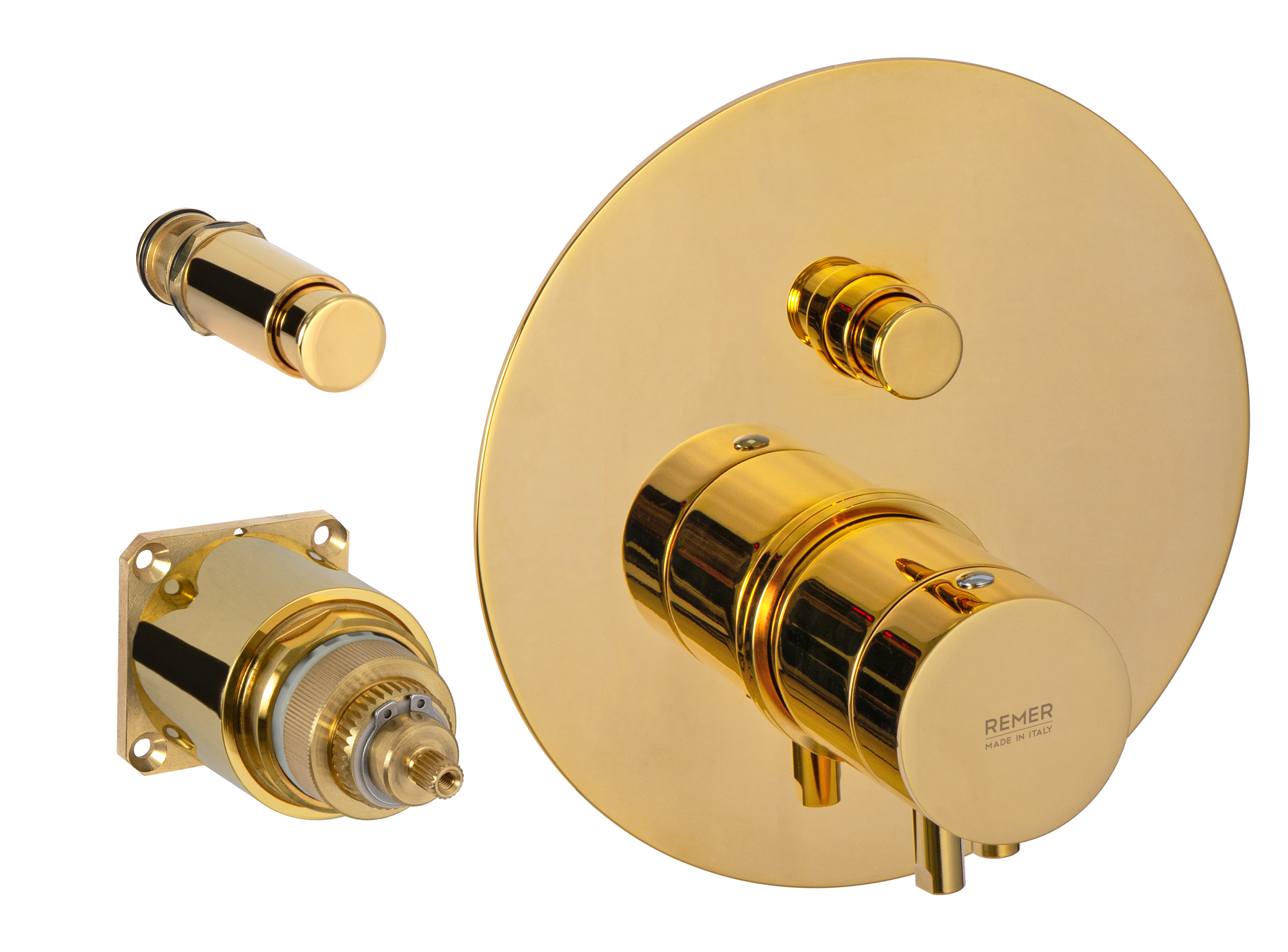 Смеситель термостатический для душа Remer Elegance NT09KBDO, золото глянцевое