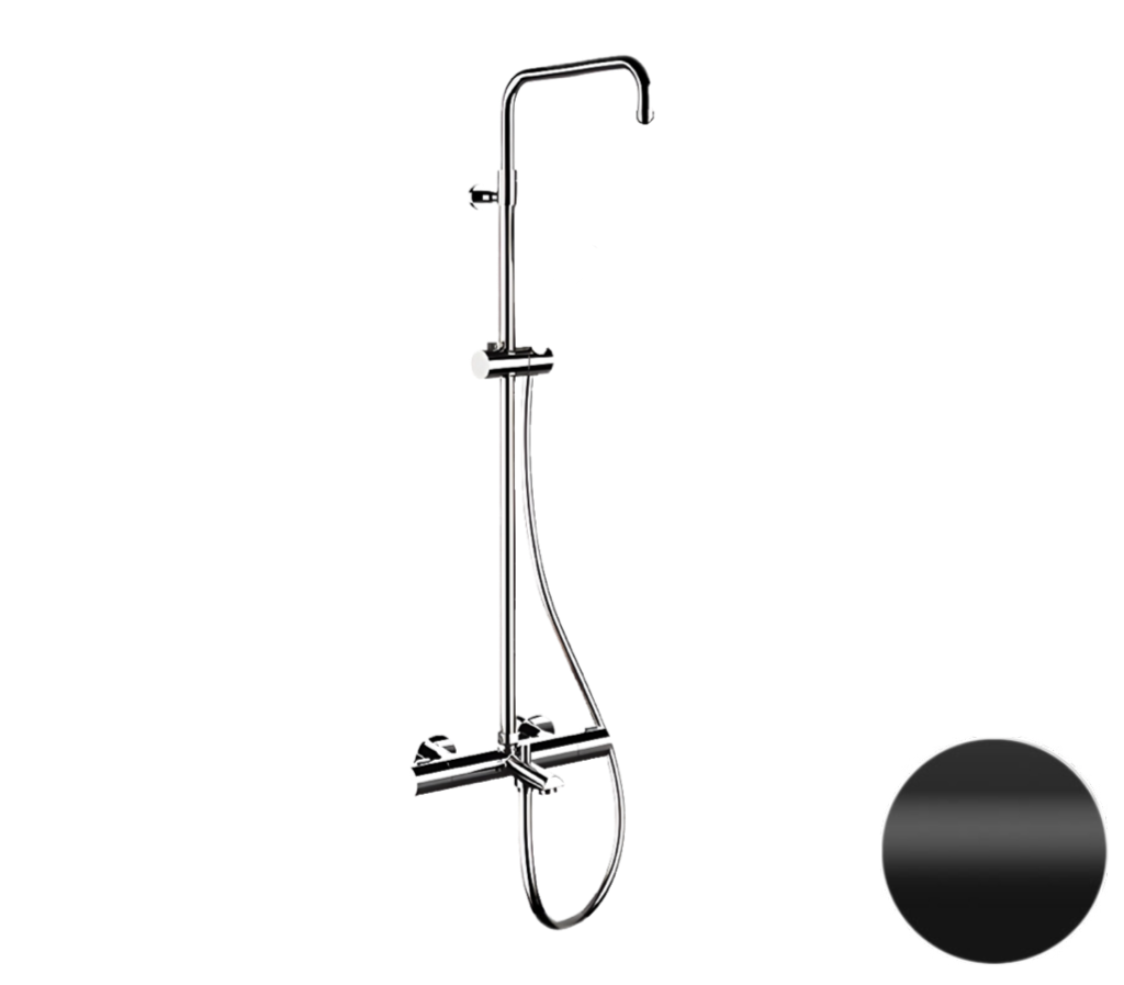 Душевая система термостатическая с изливом Remer Elegance EQ34ASSDNO, черный матовый