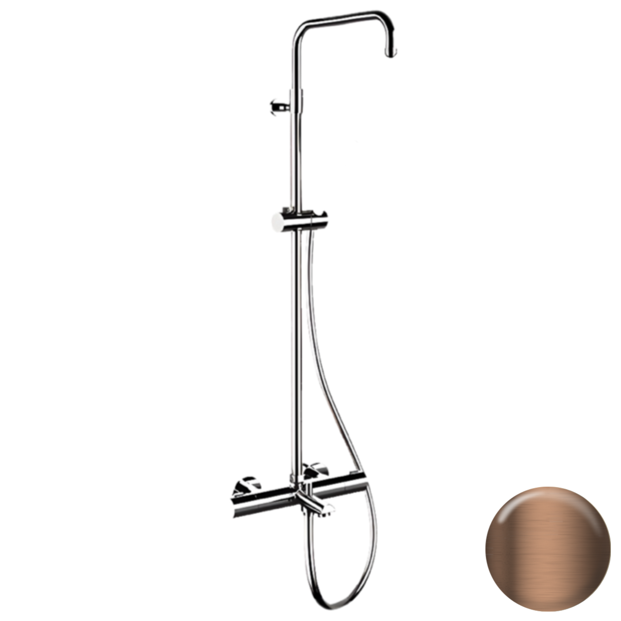 Душевая система термостатическая с изливом Remer Elegance EQ34ASSDCU, медь брашированная PVD