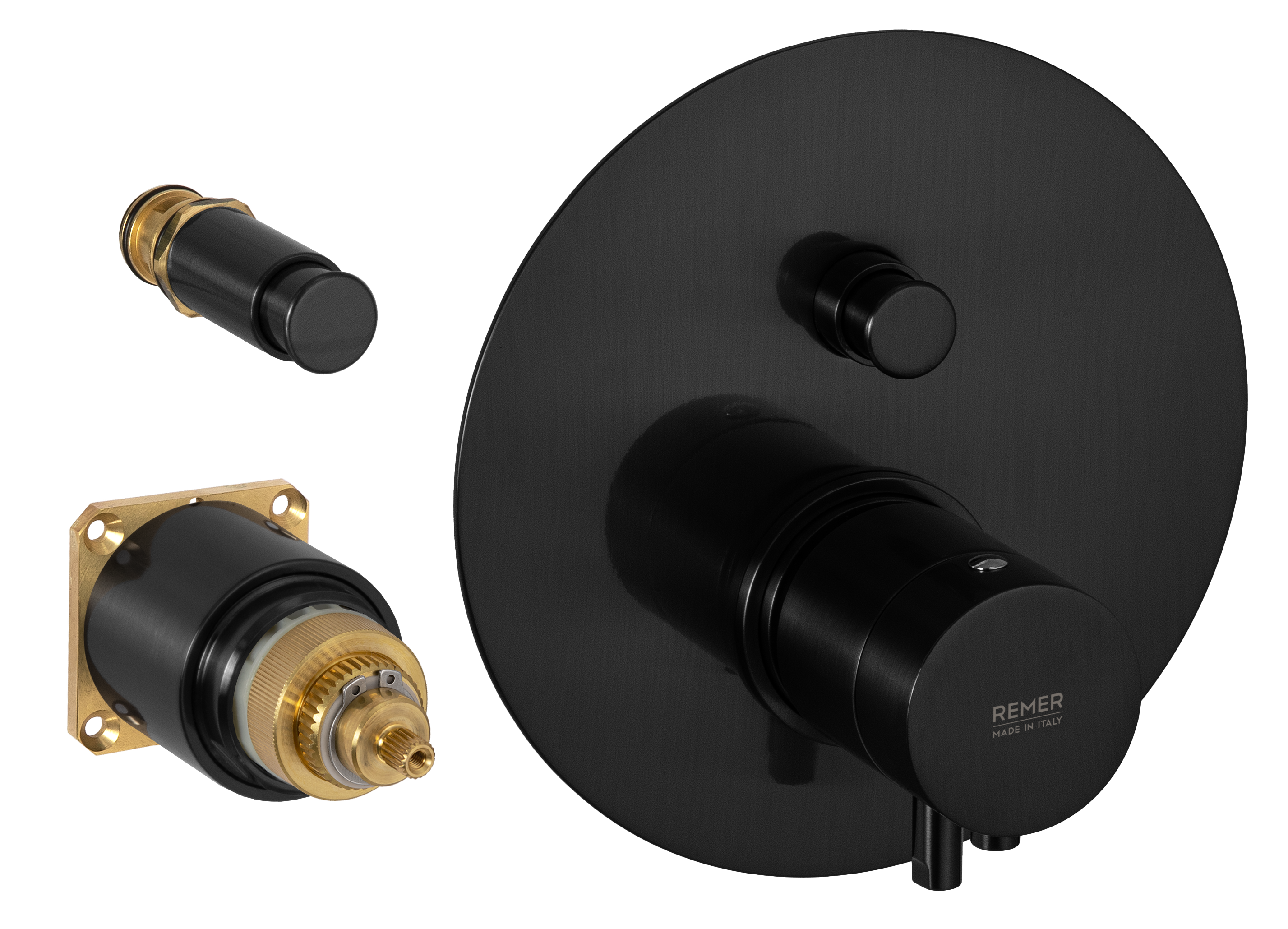Смеситель термостатический для душа Remer Elegance NT09KBCFP, черный брашированный хром