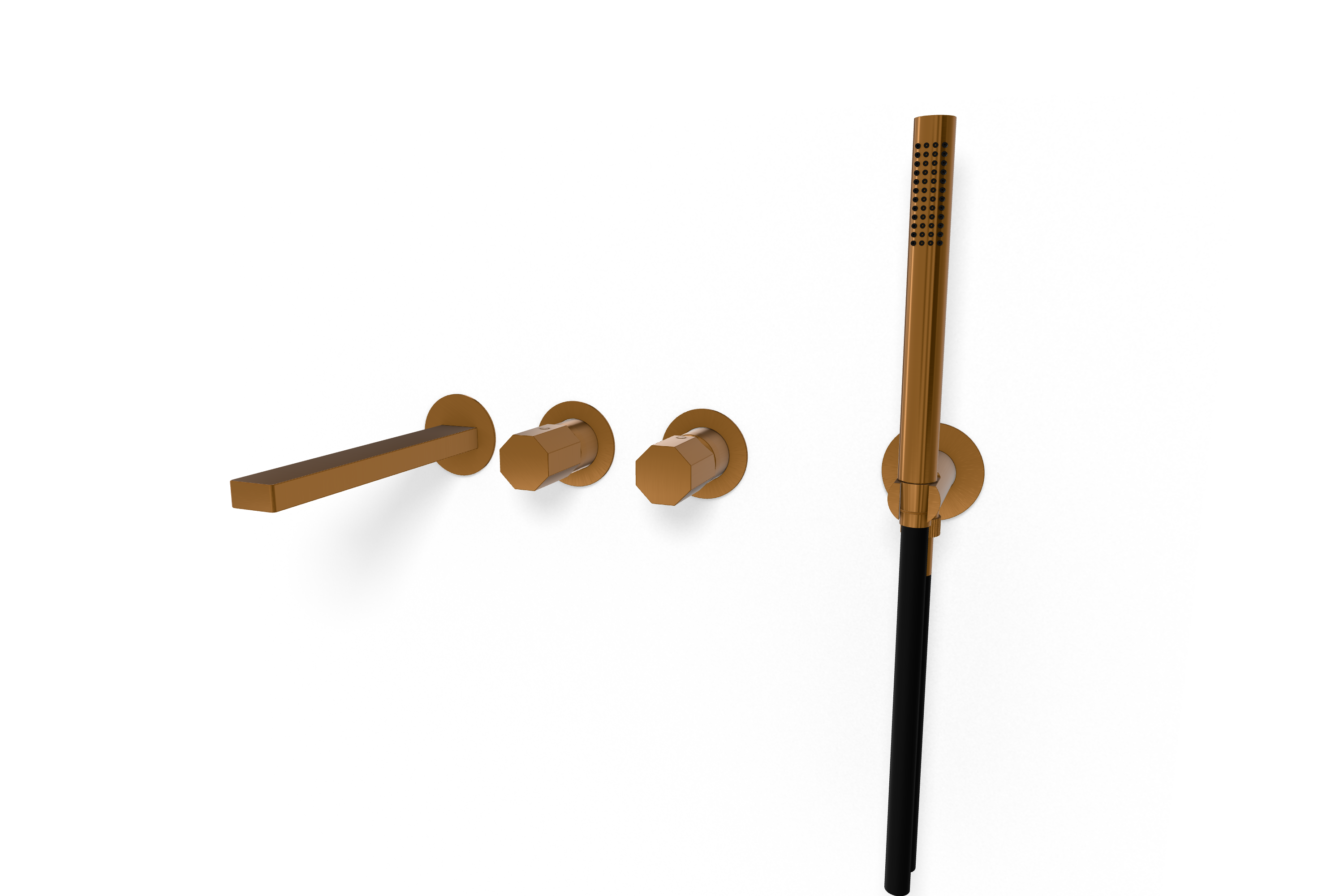 Смеситель для ванны Remer Ottagono ON53D2PWBCU, медь брашированная PVD