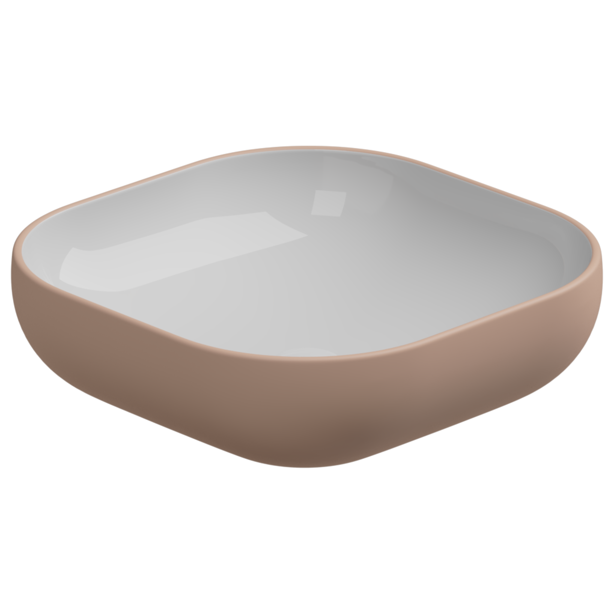 Раковина накладная биколор 45 см GSG Ceramic Design Easy EALAVQU45BI000/032, White/Cipria Matt