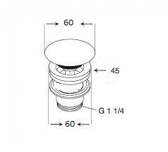 Донный клапан универсальный 1”1/4 с керамической крышкой GSG Ceramic Design PILTONUNIAR033, Perla Matt