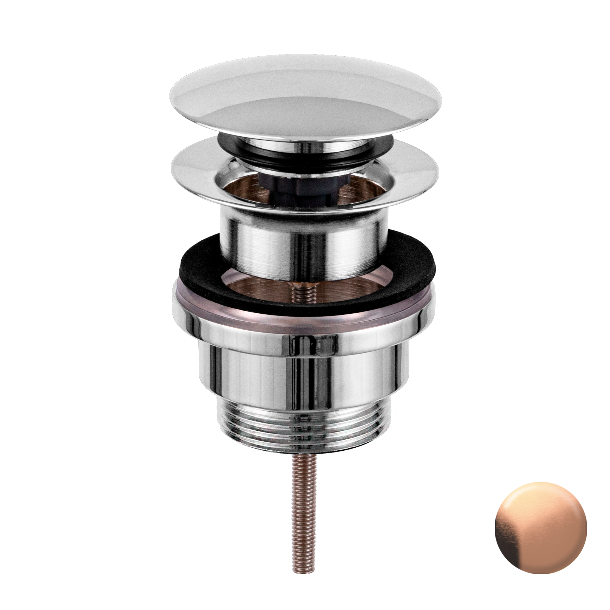 Донный клапан универсальный 1”1/4 Remer 905CCR114RP, медь брашированная