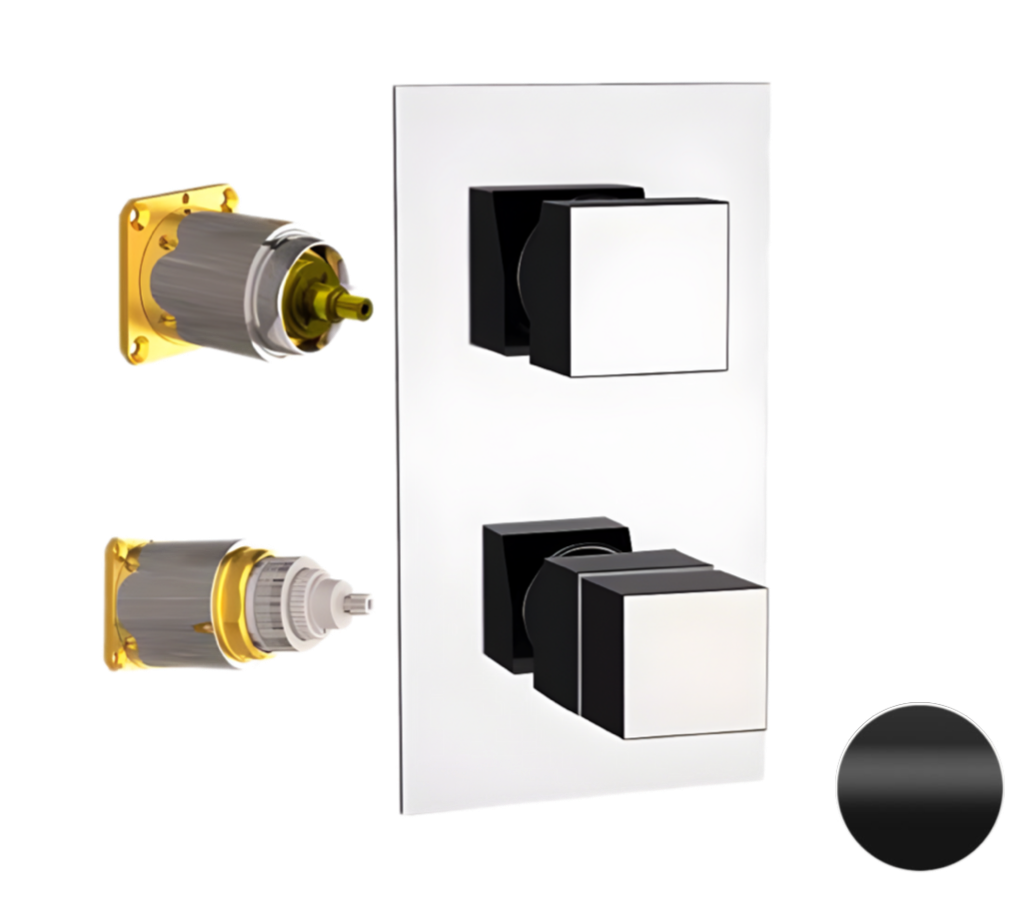 Смеситель термостатический для душа Remer Q-Elegance QT93KBNO, черный матовый