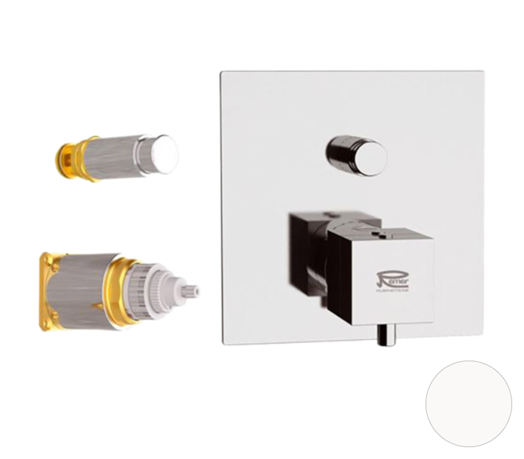 Смеситель термостатический для душа Remer Q-Elegance QT09KBBO, белый матовый