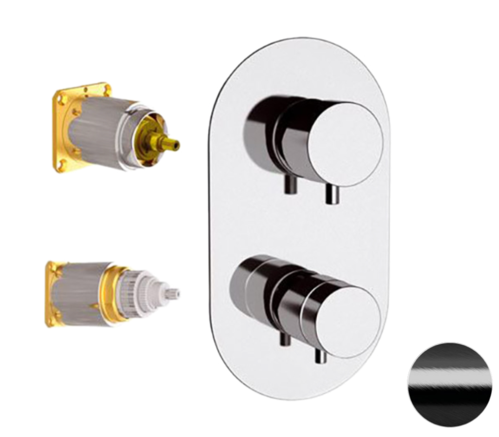 Смеситель термостатический для душа Remer Elegance NT92KBCFP, черный брашированный хром