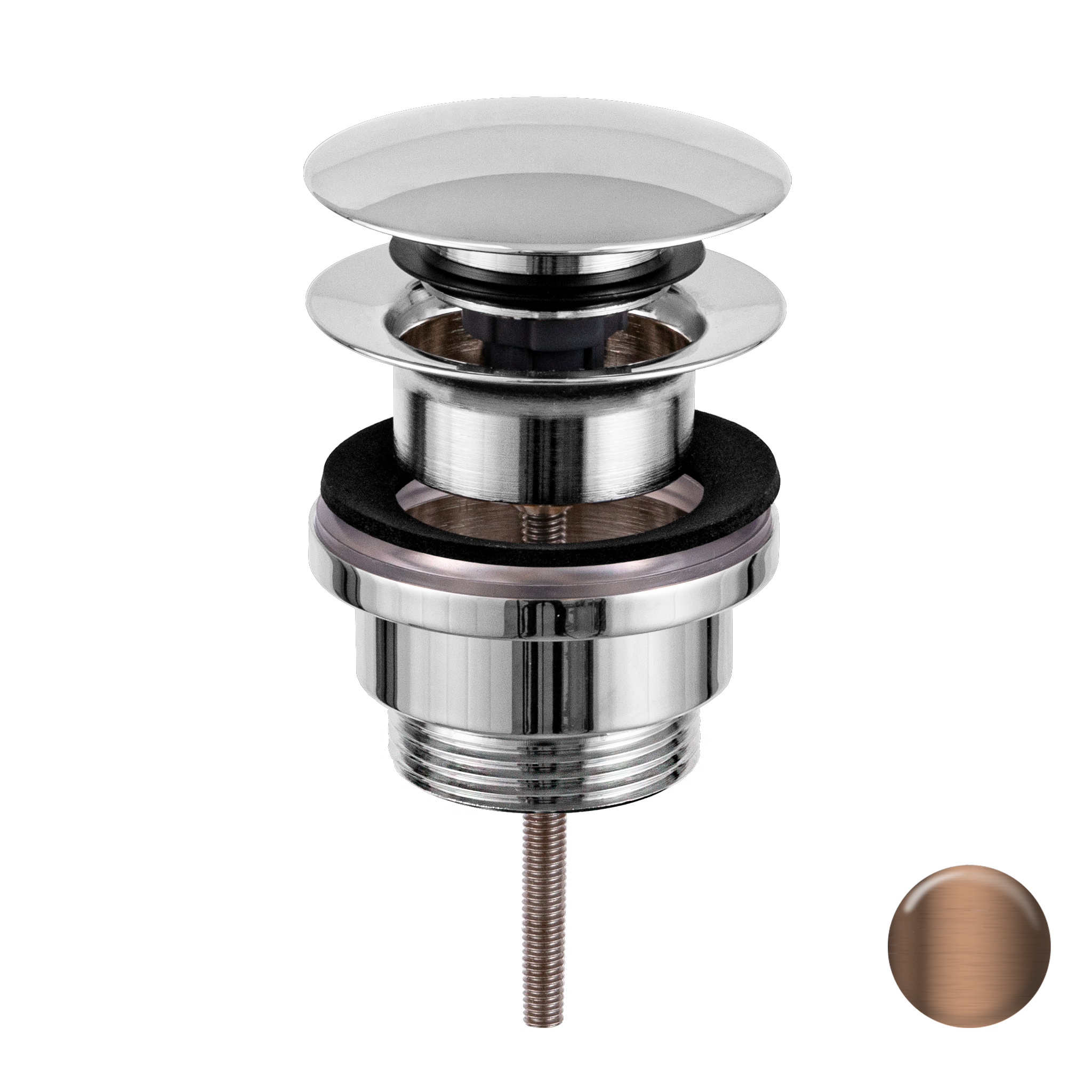 Донный клапан универсальный 1”1/4 Remer 905CCR114CU медь брашированная PVD