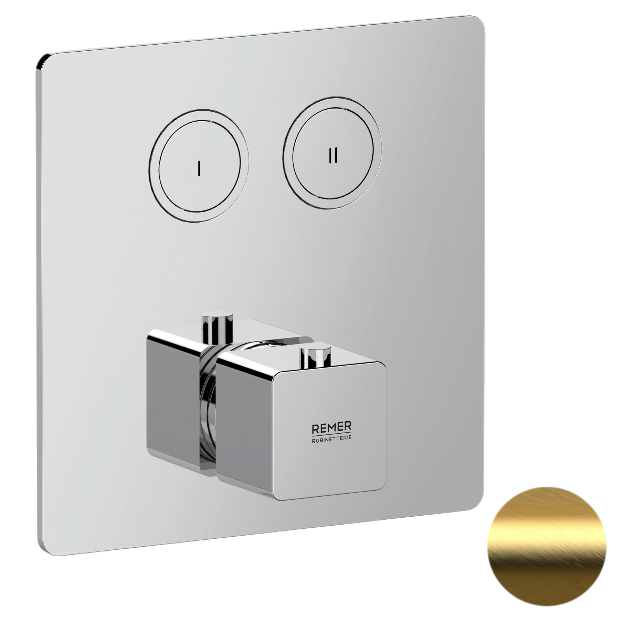 Смеситель термостатический для душа Remer Absolute AU99D2KBBG, золото брашированное