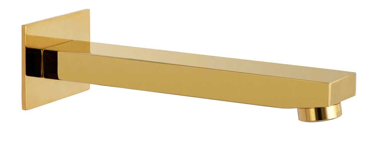 Излив настенный 18 см Remer Qubika 91QDO, золото глянцевое