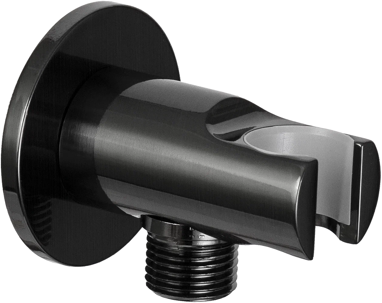 Держатель ручного душа с подключением шланга Remer 337MCFP, черный брашированный хром