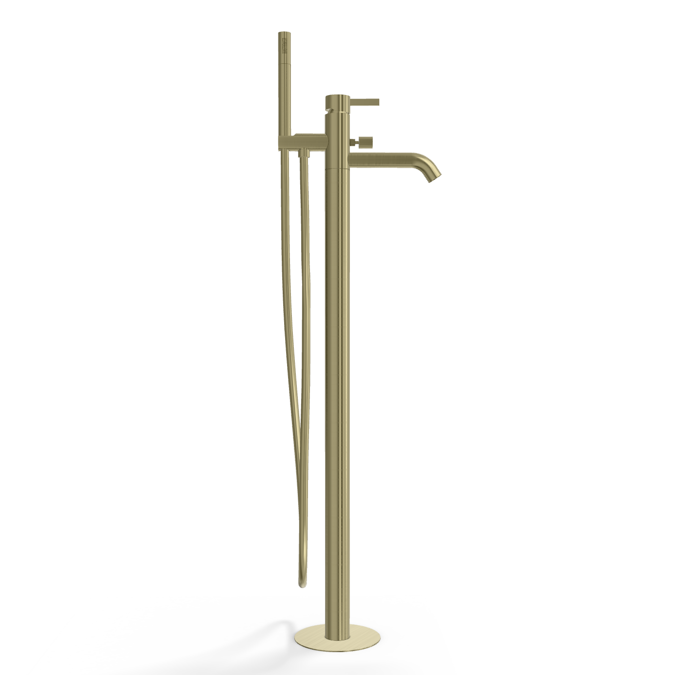 Смеситель для ванны напольный Remer Metrica MC08CH, шампань брашированная PVD