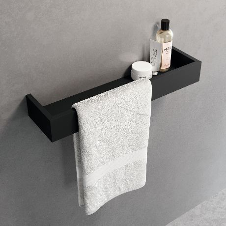 Полка с полотенцедержателем 45 см Novellini Frame R90AKFMPS45-H, цвет Matt Black