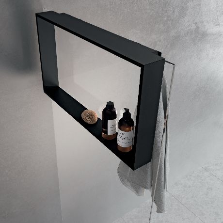 Полка с крючком 60x40 см Novellini Frame R90AKFPO4070-H, цвет Black Matt
