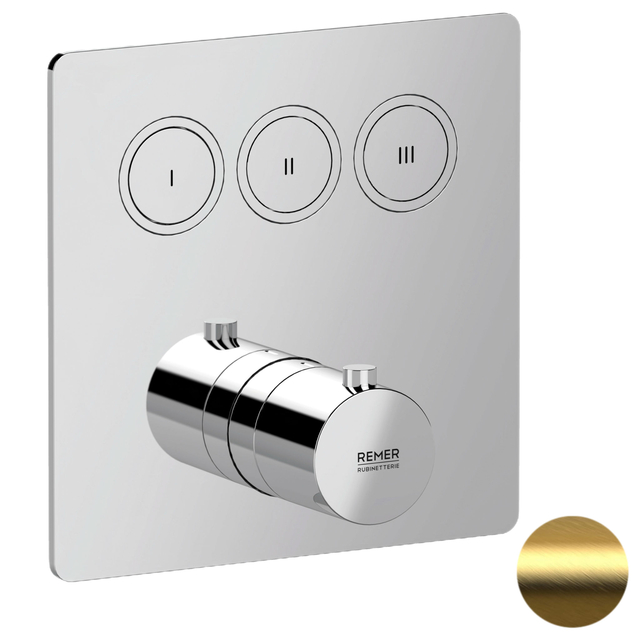 Смеситель термостатический для душа Remer X Style X99QD3KBBG, золото брашированное