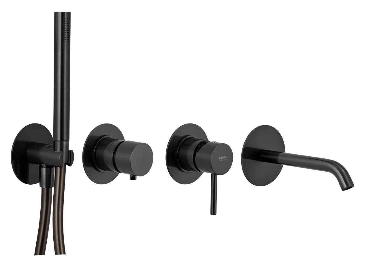 Смеситель для ванны Remer X Style X96S03ROXXCFP, черный брашированный хром