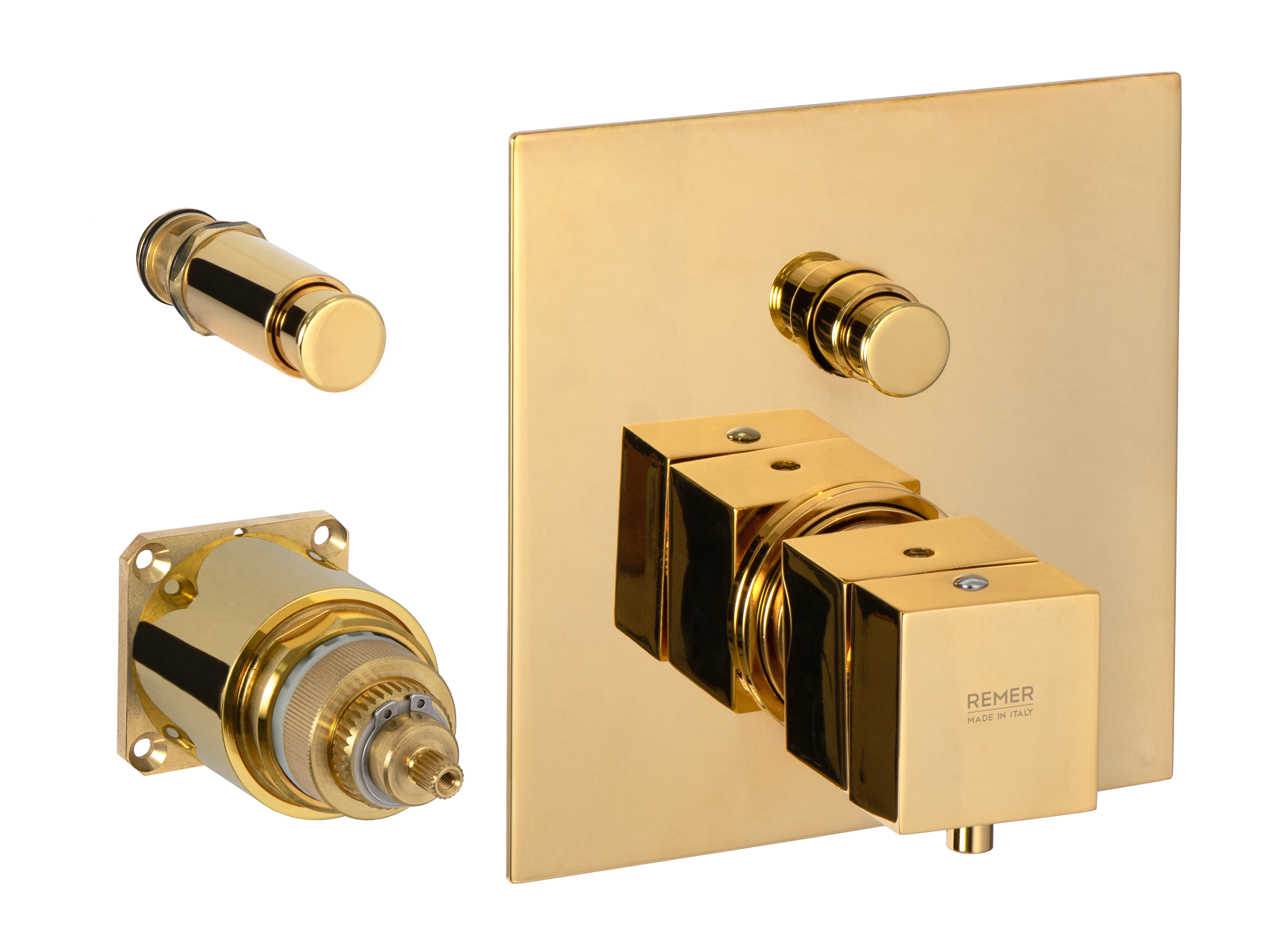 Смеситель термостатический для душа Remer Q-Elegance QT09KBDO, золото глянцевое