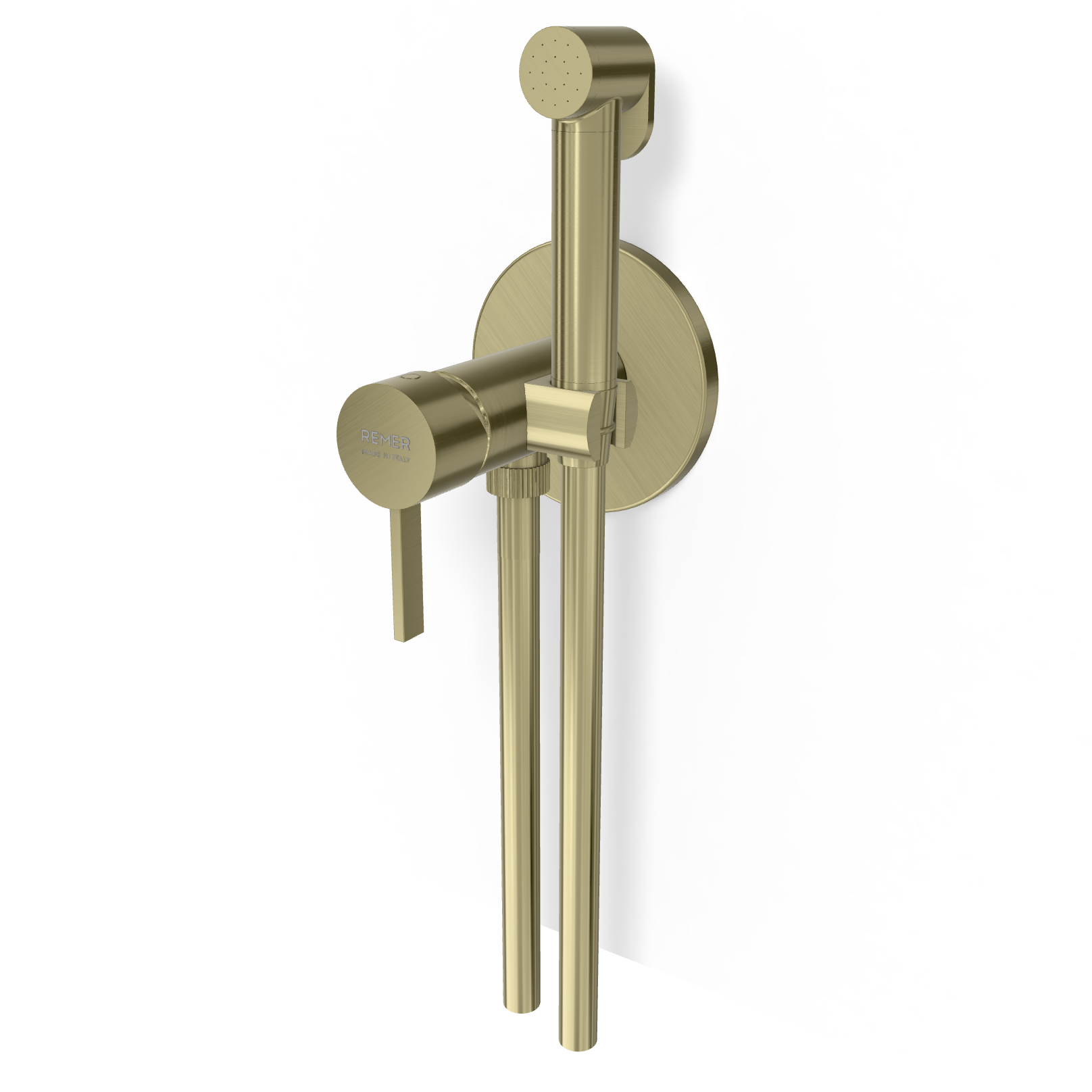 Гигиенический душ со смесителем Remer Metrica MC65WCH, шампань брашированная PVD