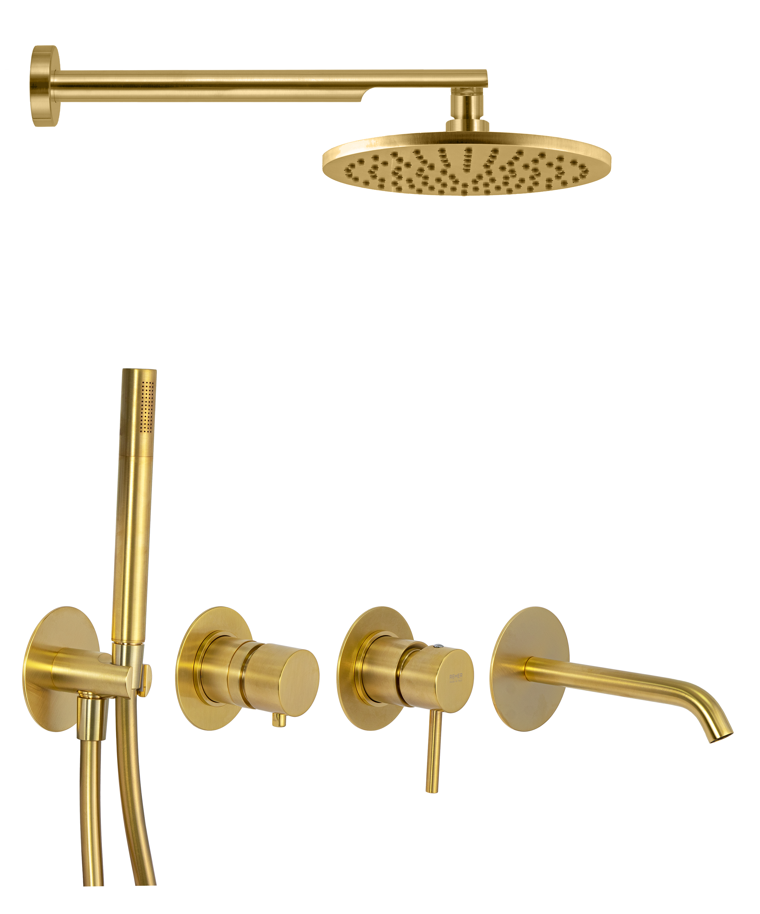 Душевая система Remer X Style X96D3SETBG, золото брашированное