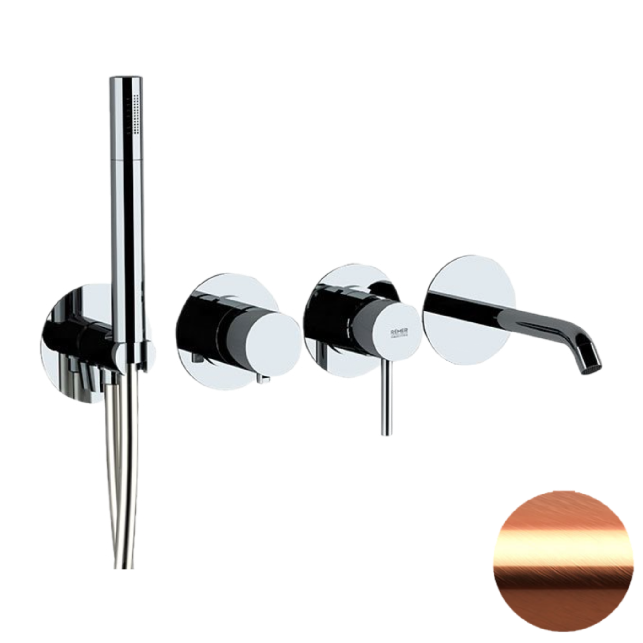 Смеситель для ванны Remer X Style X96S03ROXXRP, медь брашированная