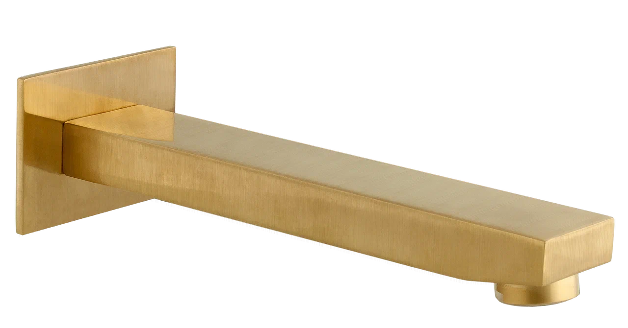 Излив настенный 18 см Remer Qubika 91QBG, золото брашированное