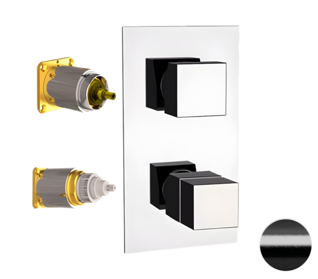 Смеситель термостатический для душа Remer Q-Elegance QT92KBCFP, черный брашированный хром