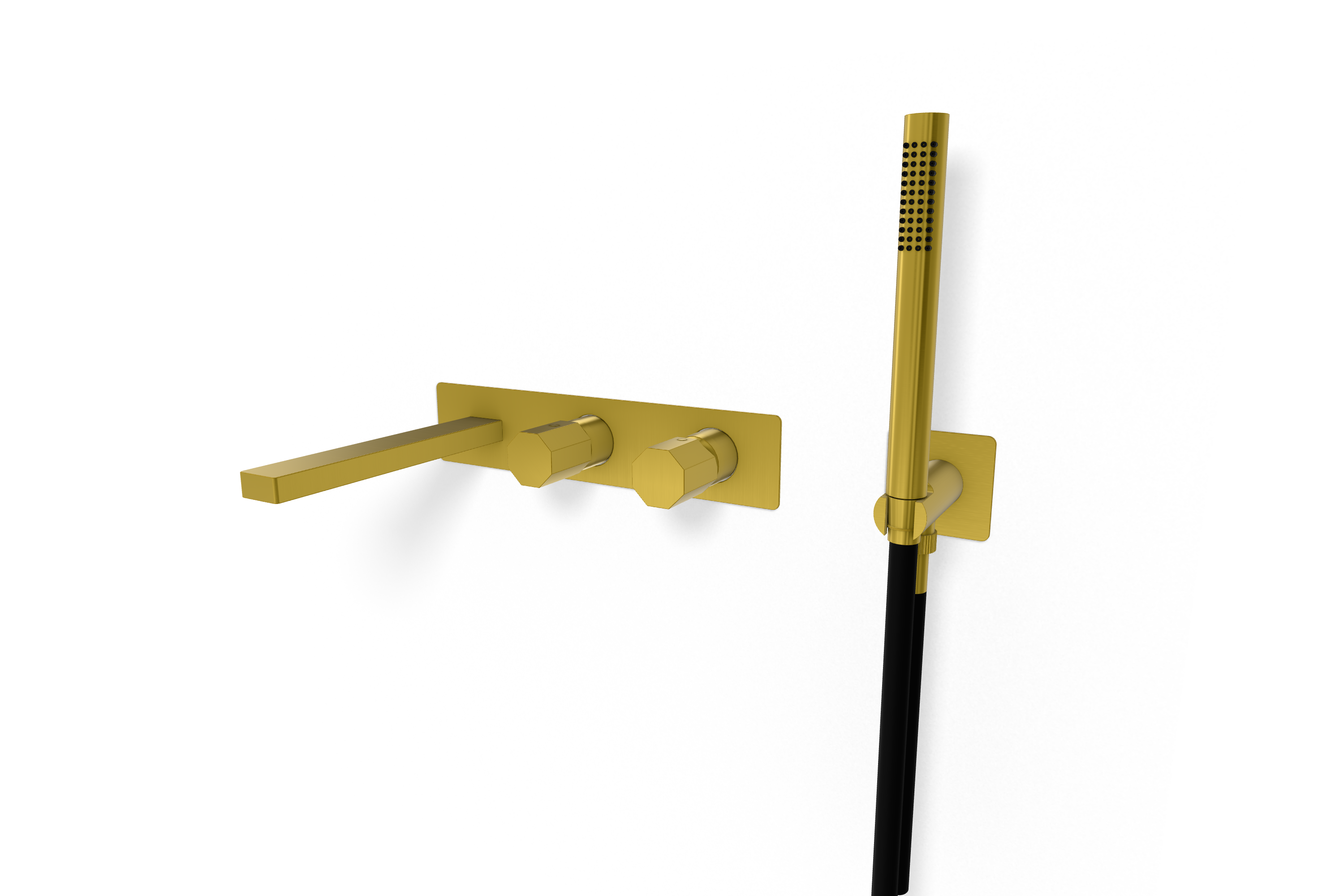 Смеситель для ванны Remer Ottagono ON53D2WBHS, латунь брашированная PVD