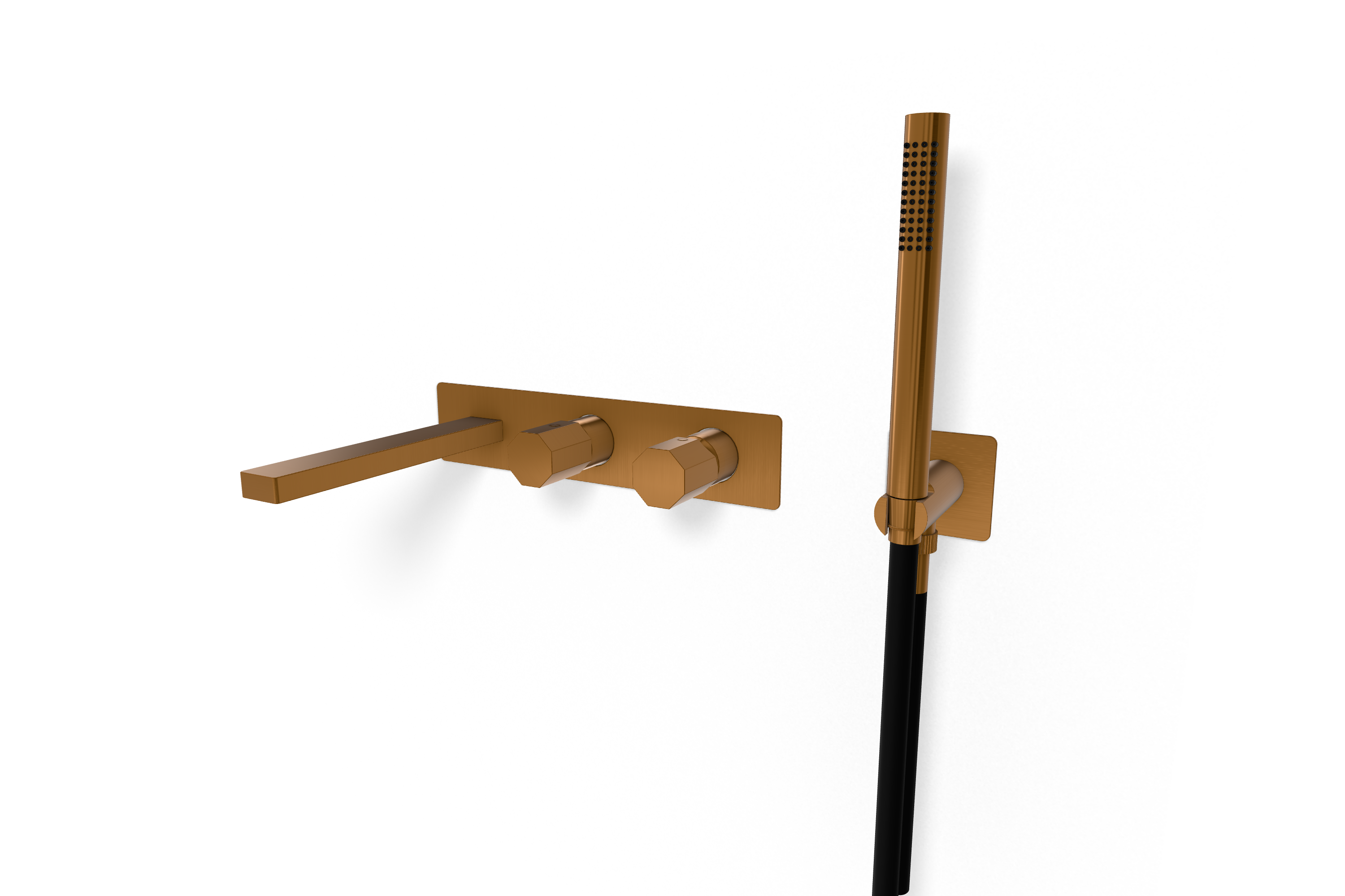 Смеситель для ванны Remer Ottagono ON53D2WBCU, медь брашированная PVD