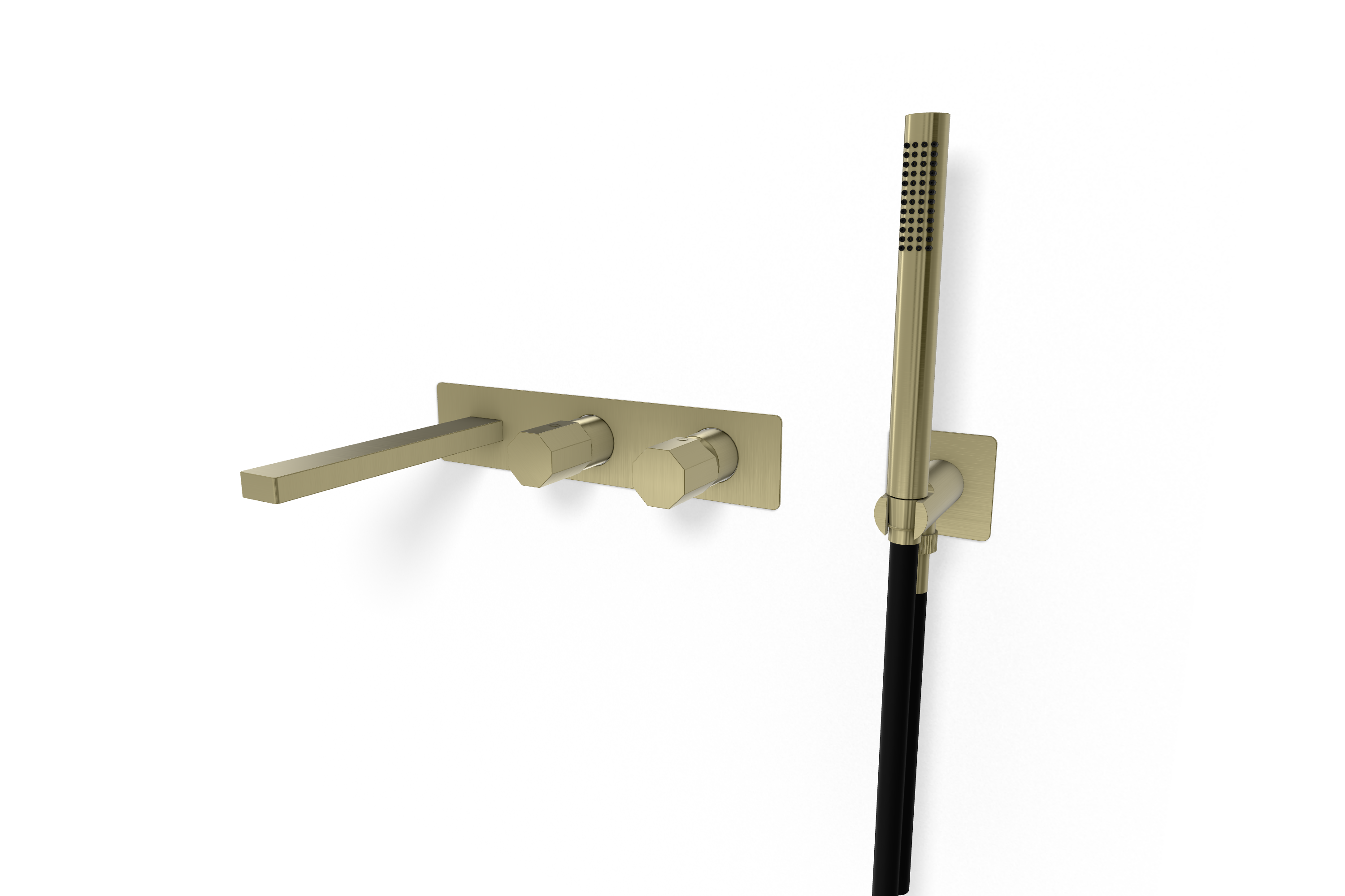 Смеситель для ванны Remer Ottagono ON53D2WBCH, шампань брашированная PVD