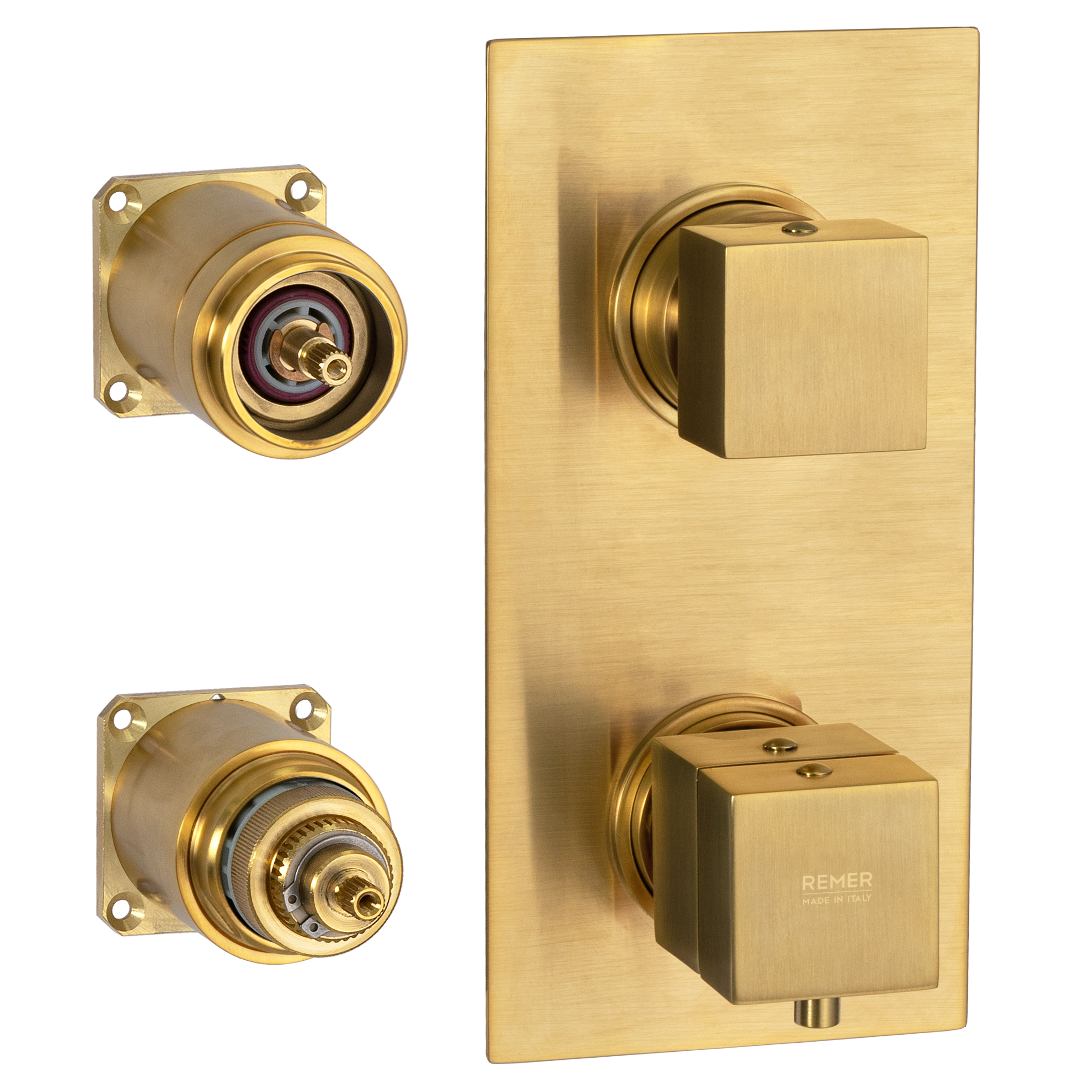 Смеситель термостатический для душа Remer Q-Elegance QT92KBBG, золото брашированное