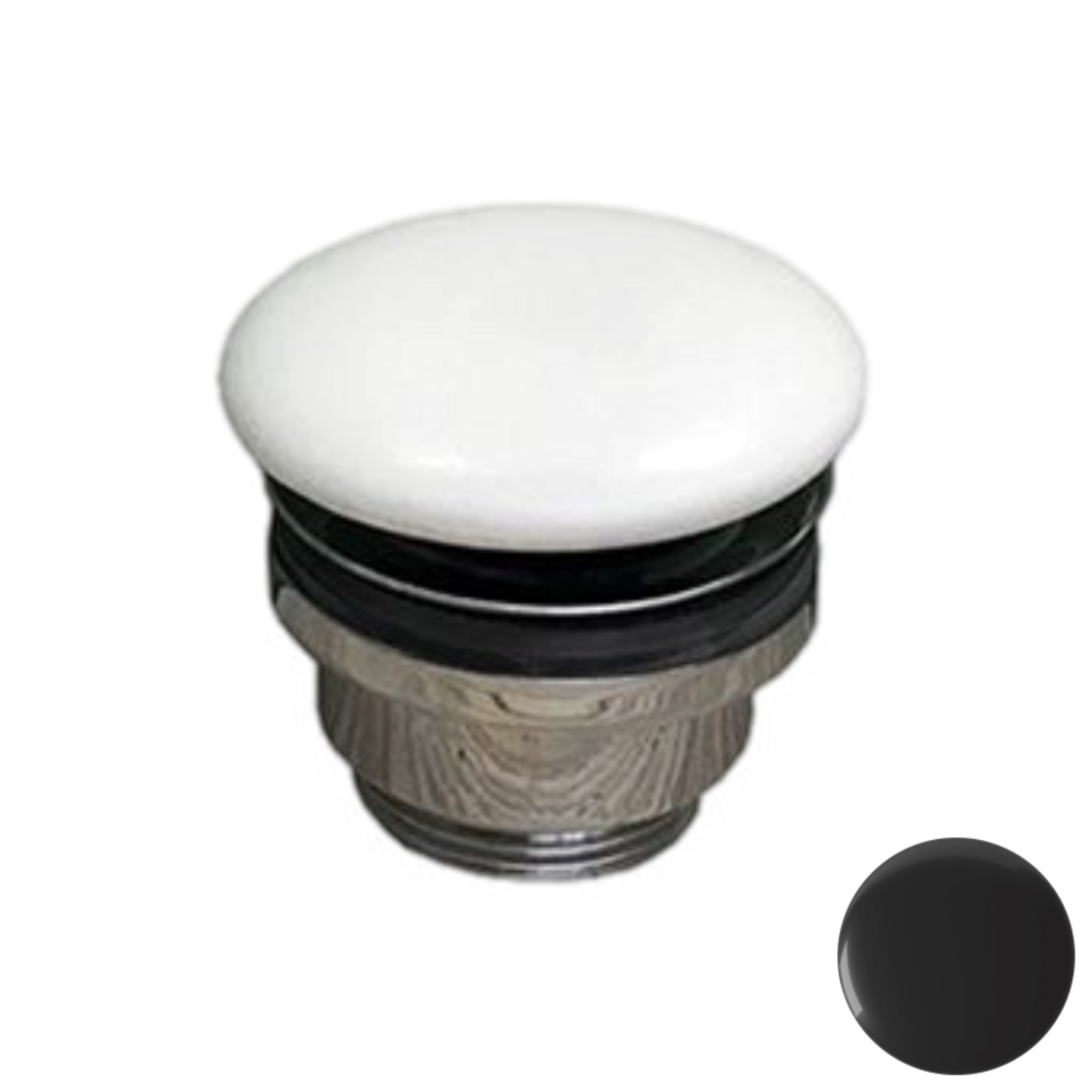 Донный клапан универсальный 1”1/4 с керамической крышкой GSG Ceramic Design PILTONUNIAR002, черный глянцевый