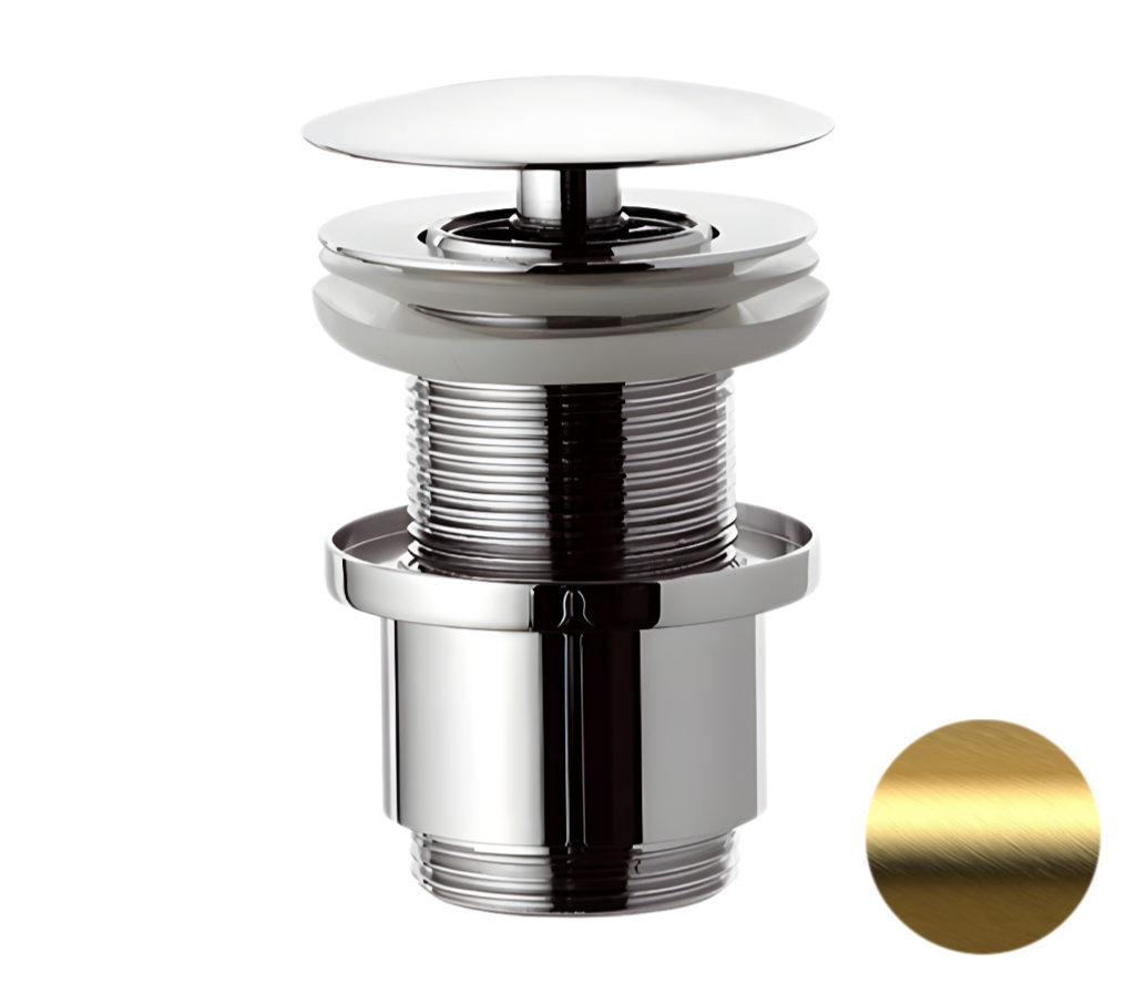 Донный клапан незапираемый без перелива 1”1/4 Remer 9072BG, золото брашированное