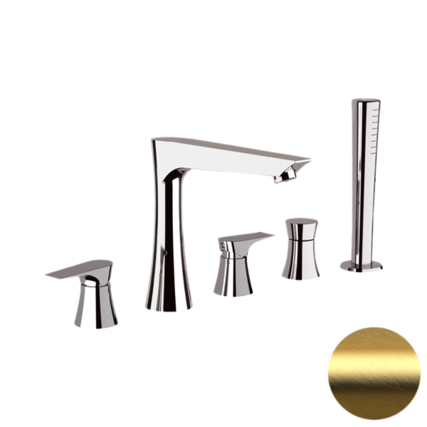 Смеситель для ванны Daniel Diva DV4491DP, золото брашированное