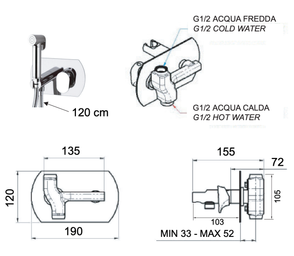 Гигиенический душ со смесителем Remer Vanity V60W