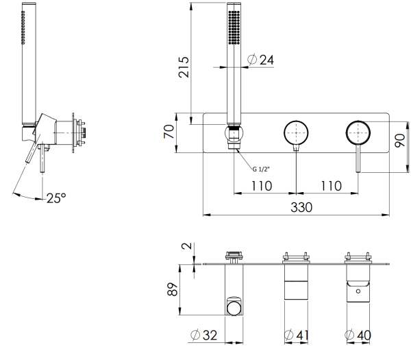 Смеситель для душа Remer X Style X97D3WBRP, медь брашированная