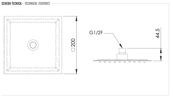 Верхний душ с шарнирным соединением 20 см Remer 357UFS20X