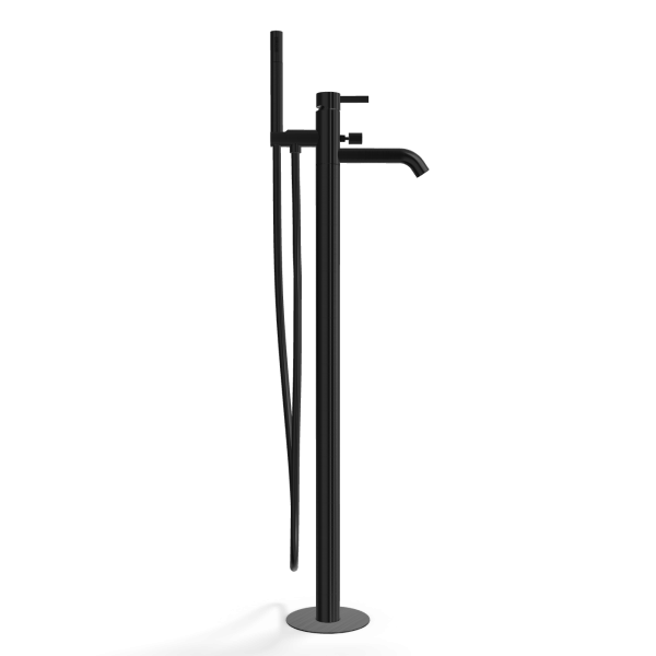 Смеситель для ванны напольный Remer Metrica MC08GM, оружейная сталь PVD